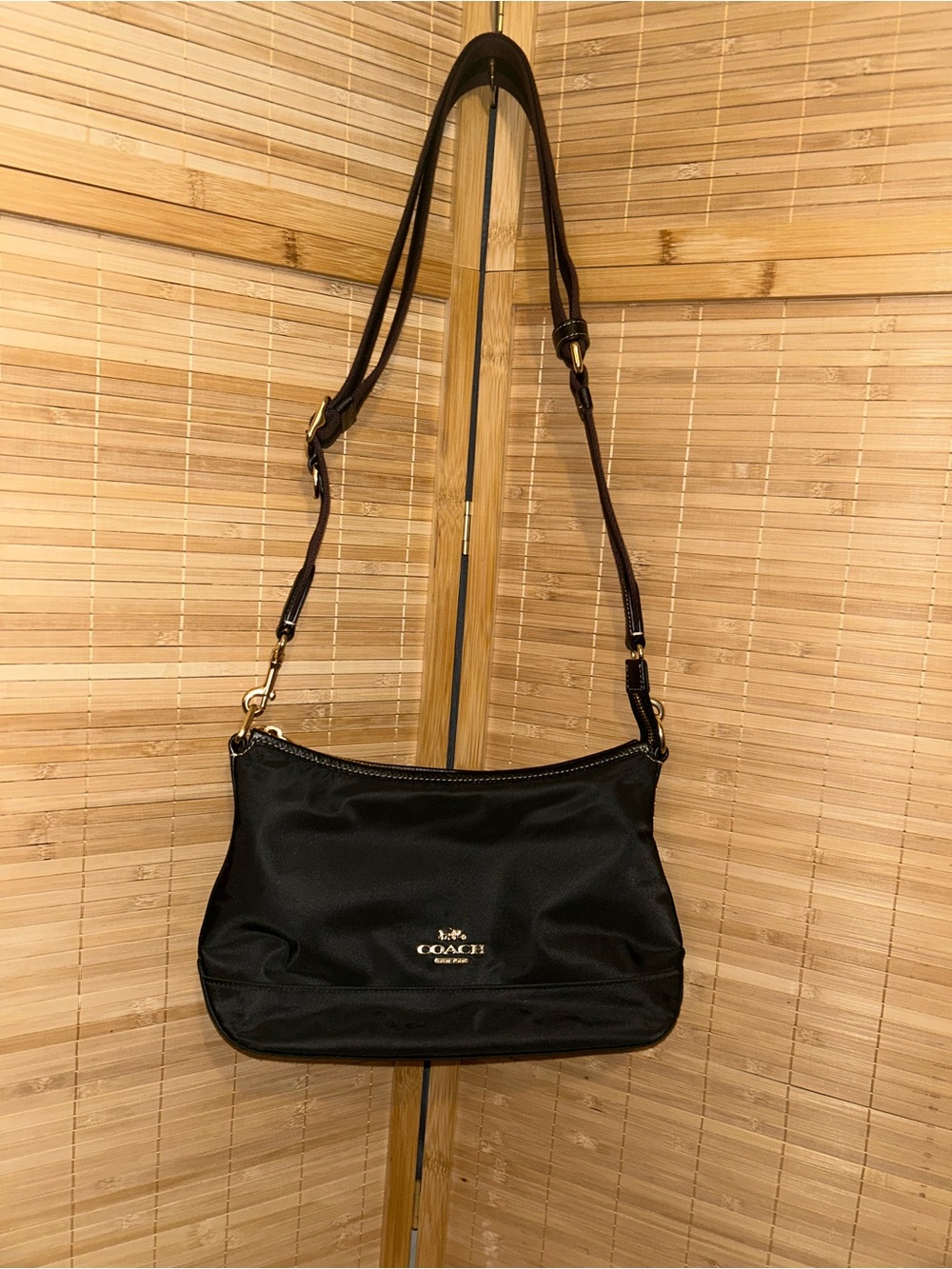 Coach Black Nylon Shoulder Bag CA205 crossbody purse adjustable strap